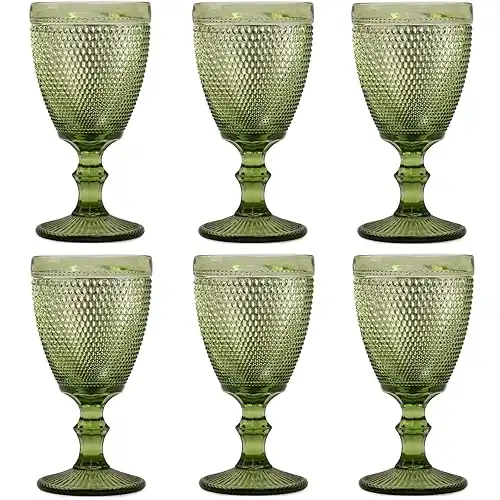 Bandesun Wine Glasses Set of 6 Beads Goblet Glass Cup Classic Drinkware